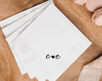 Monogrammed Wedding Napkins, Personalized Cocktail Napkins