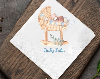 Teddy Bear Baby Shower Napkins: Neutral Party Decorations