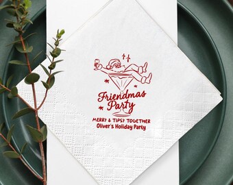 Gepersonaliseerde kerstservetten voor vrienden, servetten op maat voor een kerstfeest, kersttafeldecoratie voor vrienden
