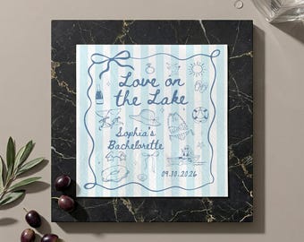 Love on the Lake Bachelorette Napkins, Personalized Lake Bride Cocktail Napkins, Custom Lake Weekend Party Napkins, Bridal Shower Decor