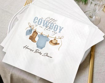 Cowboy Baby Shower Napkins, Western Theme, Personalized Party Decor