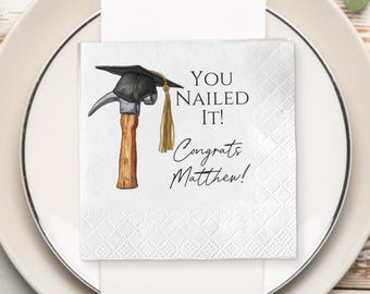 Graduation Napkins, Class of 2026 Grad Decor, You Nailed It Party Supplies