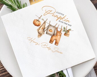Pumpkin Baby Shower Napkins, Fall Party Decor