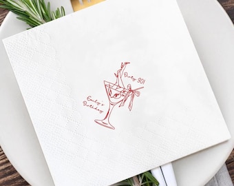 Custom 30th Birthday Cocktail Napkins: Martini Glass Design