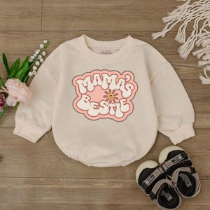 Mama&#39;s Bestie Baby Romper: Retro Bodysuit, I Love Mom Gift
