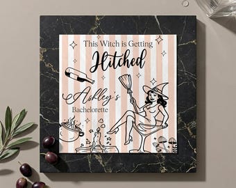 This Witch Is Getting Hitched Napkins, Personalized Halloween Bachelorette Napkins, Spooky Bridal Shower Decor