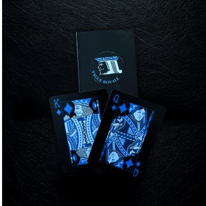 Cartes à jouer noir bleu imperméables, cartes de poker, cartes tour de magie, jeu de cartes | 54 cartes, souples, brillantes, PVC, cadeau.