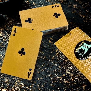 Cartes à jouer or luxe imperméables, cartes de poker, cartes tour de magie, jeu de cartes | 54 cartes, souples, brillantes, PVC, cadeau.