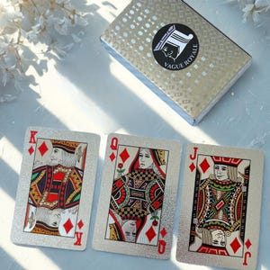 Cartes à jouer argenté luxe imperméables, cartes de poker, cartes tour de magie, jeu de cartes | 54 cartes, souples, brillantes, PVC, cadeau