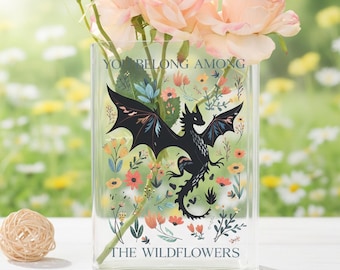 Vaso in acrilico a forma di drago Abraxos, vaso a forma di libro per lettori, vaso a forma di libro, decorazione fantasy per libreria, regalo per amanti dei libri, arredamento per la casa in stile libresco