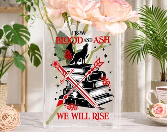 From Blood and Ash Acrylic Book Vase, Floral Book Vase For Reader, Book Shaped Vase, Fantasy Bookshelf Decor, Bookish Gift for Readers
