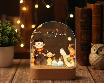 Personalised Magic Wizard Night Light, Cute Wizard Lamp for Kids, Custom Acrylic Name Night Lamp, Gift for Baby Shower, Baby Gifts Birth