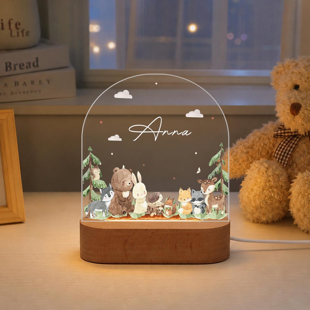 Personalised Cartoon Animals Night Light, LED Light for Kids, Custom ...