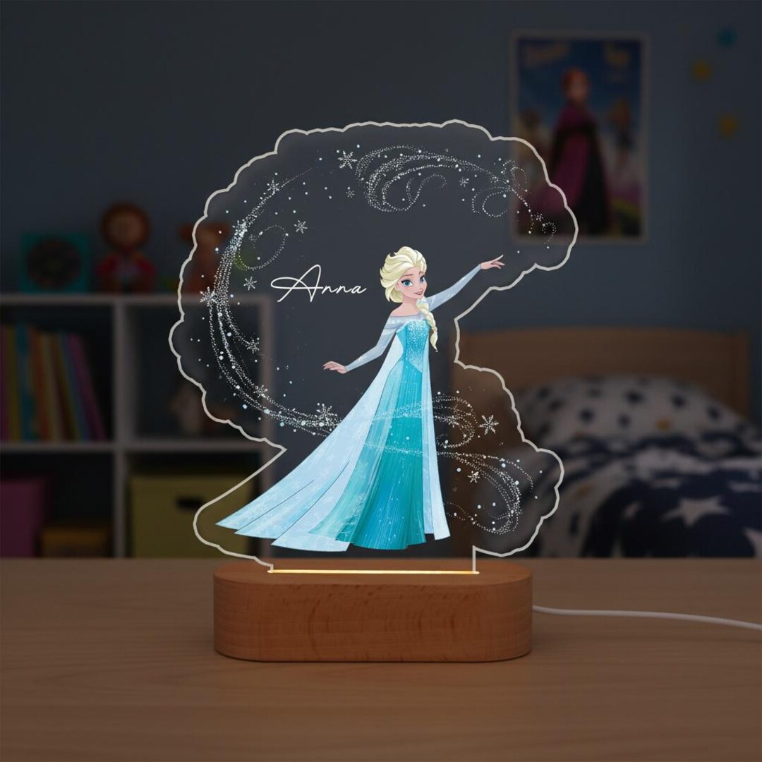 Personalised Elsa Night Light, Night Light for Girl, Custom Acrylic ...