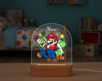 Luz de noche personalizada de Super Mario, luz de noche para niños, lámpara de noche acrílica personalizada, regalo perfecto para fans de Super Mario, decoración infantil.