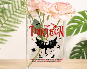 The Thirteen Dragon Acrylic Book Vase, Floral Book Vase For Reader, Book Shaped Vase, Fantasy Bookshelf Decor, Gift For Dragon Lovers