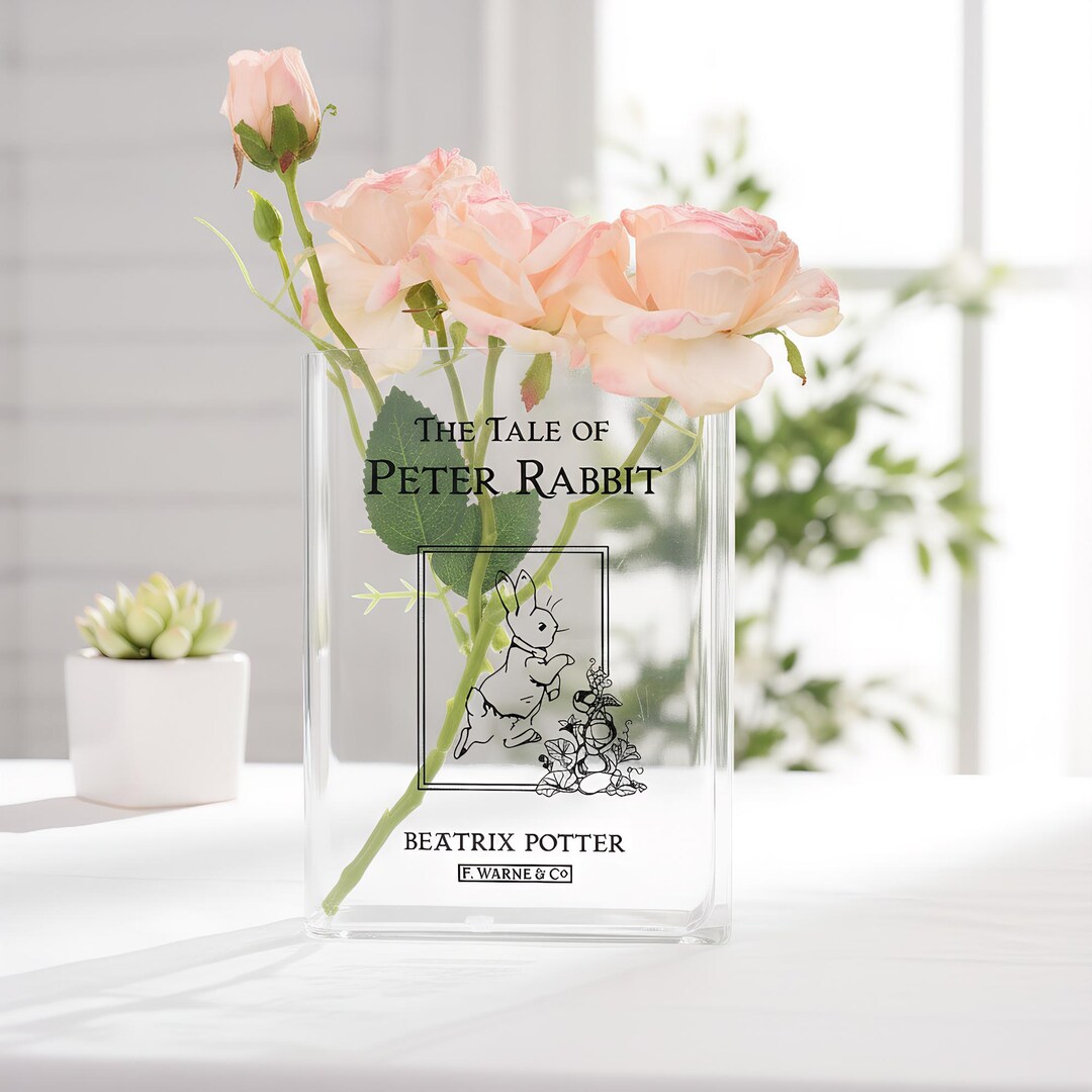 Peter Rabbit Vases The Tale of Peter Rabbit Acrylic Book Vase, Flower Book Vase for Reader ...