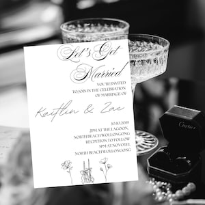 Black and White Wedding Invitation Canva Template