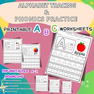 Fun Alphabet Tracing Worksheets with Phonics Sounds | Preschool & Kindergarten Printable | ABC Handwriting Practice PDF