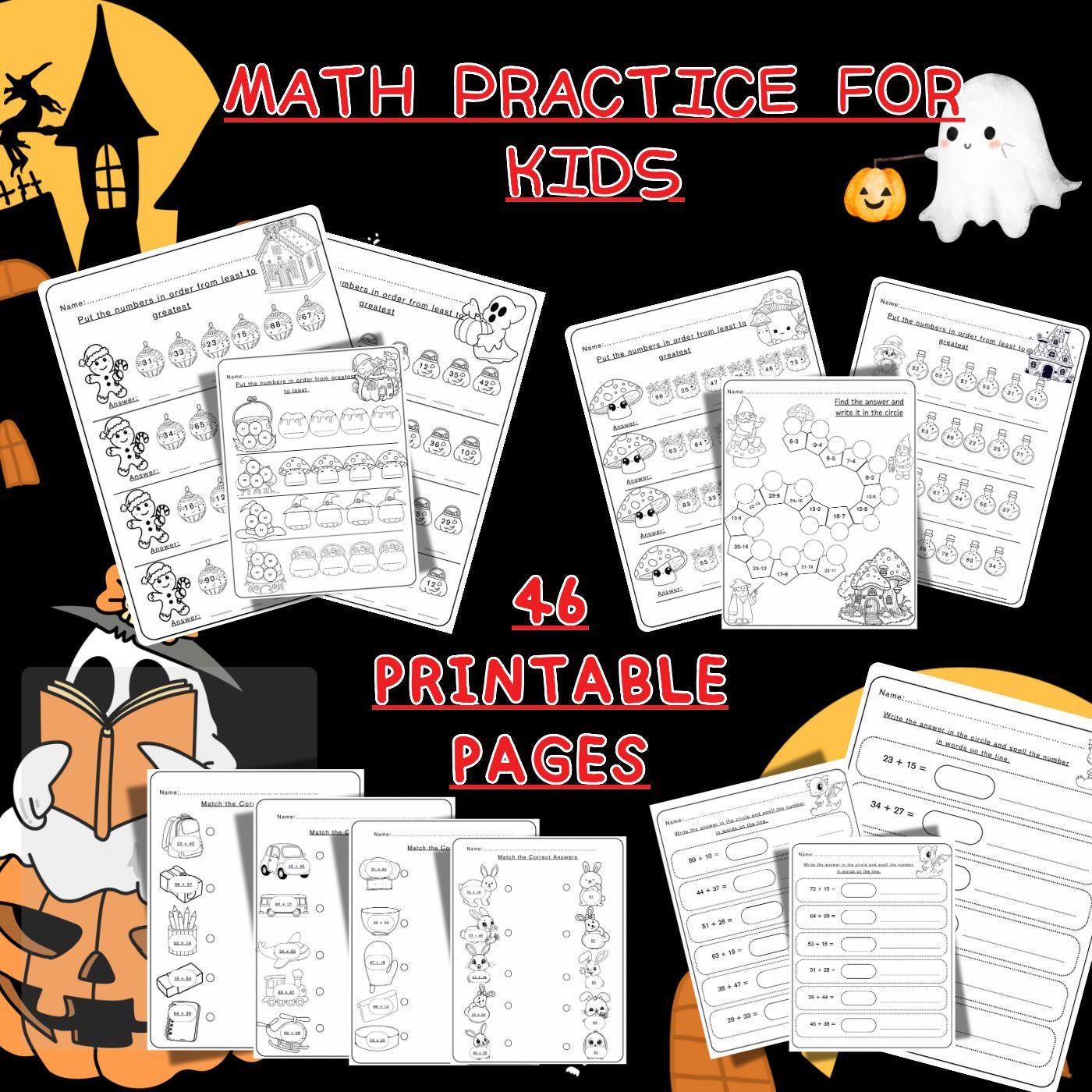 Math Worksheet Printables: Addition, Subtraction, Number Skills (PDF ...