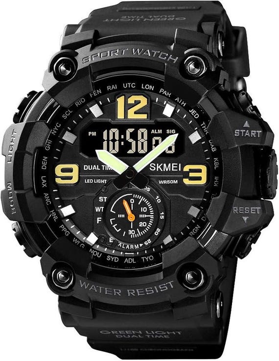 Hankee Dream Men's Large Face Outdoor Sports Watches Military S-Shock Watch Waterproof, Backlight, Alarm, Stopwatch Features.