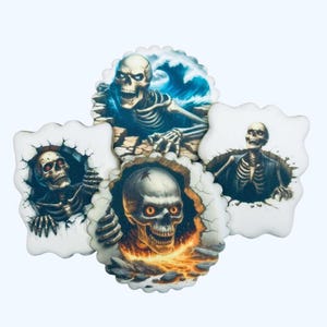Halloween Skeleton Cookies, Artisan Halloween Treats, Printed Holiday Cookies, Halloween Party Cookies, Hostess Gift, Spooky Trick Or Treats