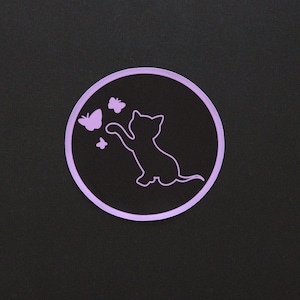 Cute Kitten Butterflies Sticker Animal Decal FREE UK DELIVERY