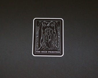 The High Priestess Tarot Card Sticker -Black and White Decal