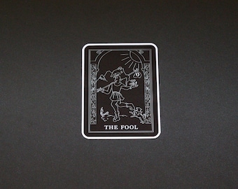 The Fool Tarot Card Sticker -Black and White Decal