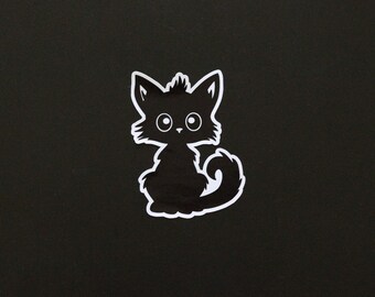 Pegatina de gato negro, adorable animal. ENVÍO GRATUITO EN EL REINO UNIDO.