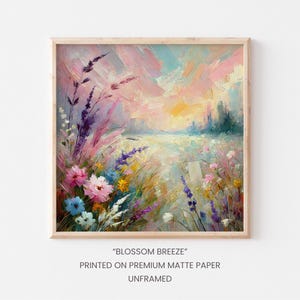 Blumen Wand Kunst Frühling Wiese Gemälde Gedruckt Kunstwerk Bild Saisonales Dekor Pastellfarben Wand Poster Struktureffekt Neutral Wohnkultur