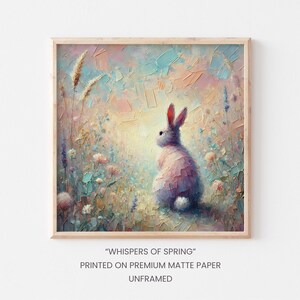 Frühling Wand Kunst Kaninchen Ölgemälde Gedruckt Kunstwerk Bild für Saisonale Dekor Pastellfarben Wand Poster Struktureffekt Ostern Wohnkultur