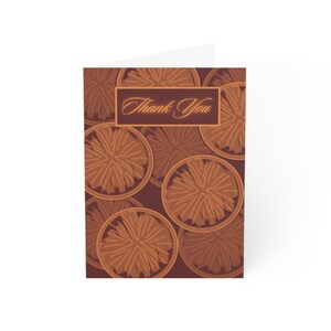 Cartes de remerciement imprimées orange sanguine d'inspiration Art nouveau (1, 10, 30 et 50 pièces)