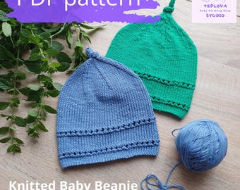 PDF Pattern: Knitted Baby Beanie for Babies Aged 0 to 12 Months