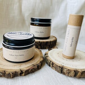 Tallow Skincare Gift Set | Natural Lip Balm + Face Balm + Body Balm | Grass-Fed Tallow | Zero Waste Skincare Gift | Plastic Free Care Box