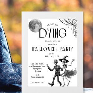 Skeleton Halloween Party Invitation: Cocktails & Costumes (PDF/JPG/PNG Digital File)