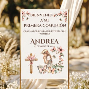 First Communion Welcome Sign in Spanish | Custom Digital Printable | Girl or Boy | Religious Event Decoration | Cartel Bienvenida Comunión