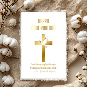 Printable Confirmation Card – Happy Confirmation – Catholic Quote – Blank Inside – A4 Folded – Confirmation Boy