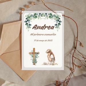 Souvenir de première communion en espagnol - Modèle canva modifiable - Téléchargement numérique - Espagnol