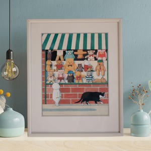 Vintage Framed &quot;Bear Hunt&quot; Print by Anthony Browne: Whimsical Nursery Art