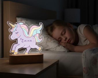 Magic Unicorn Night Light, Custom Rainbow Unicorn Lamp With Name, Personalized Bedroom Night Light, Acrylic Night Light, Gift for Litle Girl