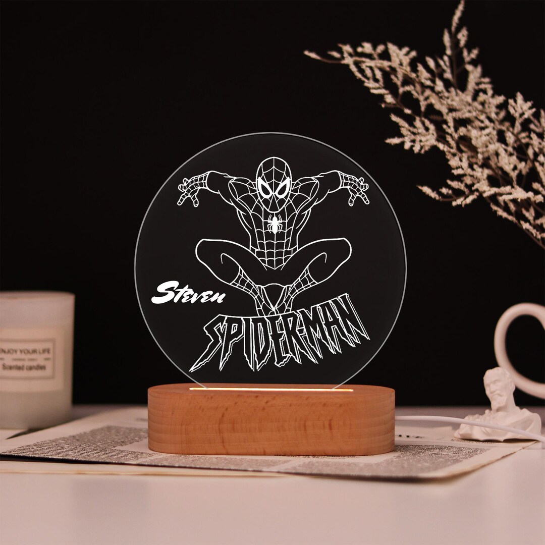 Superhero Night Light, Custom Spider Lamp With Name,personalized ...