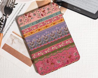 Boho Floral Stripe Kindle Hülle, Personalisierung Kindle PaperWhite 2025 Hülle, Kobo Clara Bow Hülle, Kindle 12./2024(6 ") Hülle, Geschenk für Sie
