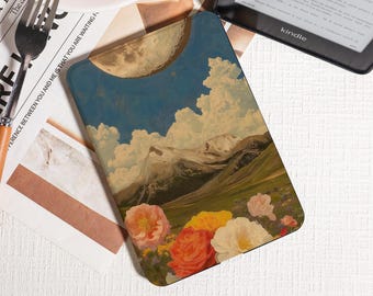 Verträumte Berg und Blumen Feld Szene Kindle Hülle,Kindle PaperWhite 2025 Hülle,Kobo Clara Bow Hülle,Kindle 12th/2024(6 ") Hülle, Geschenk für Sie