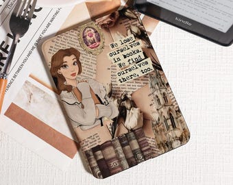 Belle mit Büchern und verzauberter Rose Kindle Hülle, Kindle PaperWhite 2025 Hülle, Kobo ClaraBow Hülle, Kindle 12./2024(6 ") Hülle, Geschenk für Buchliebhaber