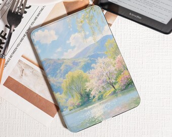 Frühling Landschaft Kindle Hülle, Personalisierung Kindle PaperWhite 2025 Hülle, Kobo Clara Bow Hülle, Kindle 12th/2024(6") Hülle, Geschenk für Sie