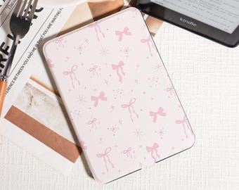 Pink Bows & Sparkles Pattern Kindle Case:Girly for Daily Use,Kindle PaperWhite 2025 Case,Kobo Clara Bow Case,Kindle 12th Case,Gift For Her