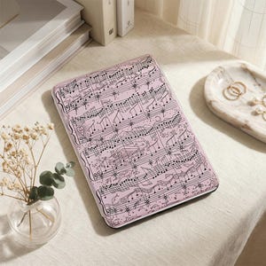 Custom Pink Whimsical Music Notes Kindle Case, Personalization Kindle PW Case, Kobo Clara2E Case, Kindle 12th/2024(6") Case, Gift for Her
