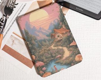 Fantasy Mountain Cottage and River Kindle Hülle,Kindle PaperWhite 2025 Hülle,Kobo Clara Bow Hülle,Kindle 12th/2024(6 ") Hülle,Geschenk für Sie
