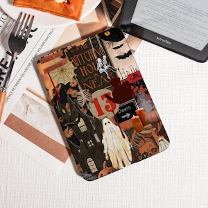 Spooky Halloween Collage Kindle Case, Fits All Models (Paperwhite 6.8&quot; Included) - Haunted &quot;The Witching Hour Is Near&quot;, Spooky Reading Gift